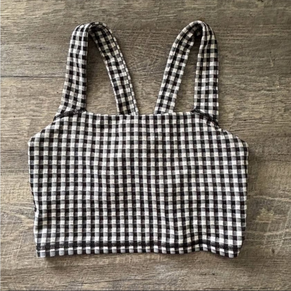 Aerie Black and White Checkered Tank Top